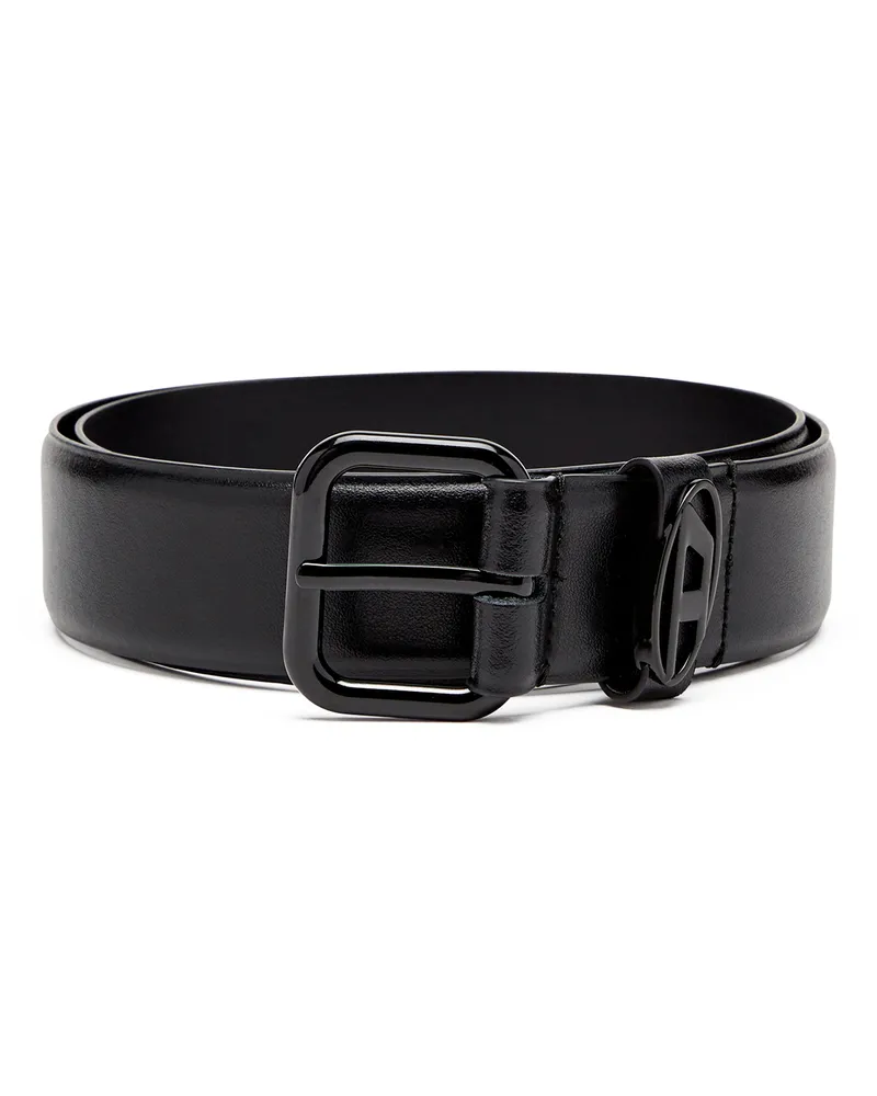 Diesel 3.9cm Gürtel aus Leder mit Logo-Plakette - Gürtel - Unisex - Schwarz Schwarz