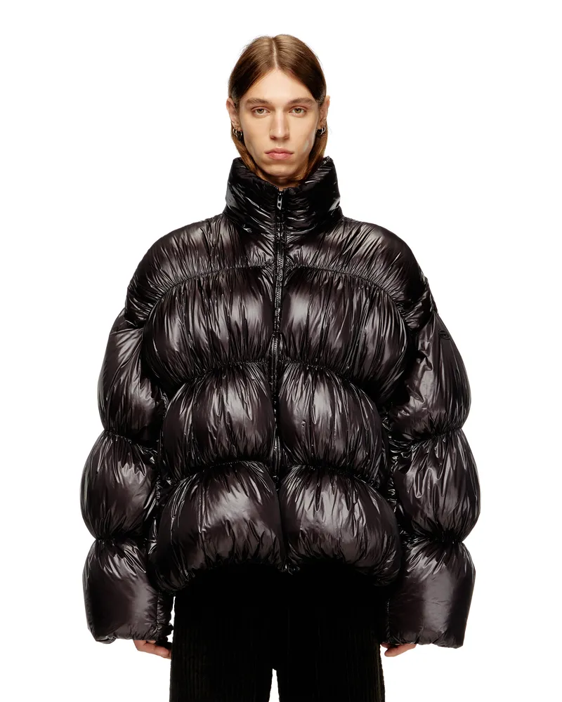 Diesel Daunen-Jacke mit Kapuze und Blaseneffekt - Winterjacken - Herren - Schwarz Schwarz