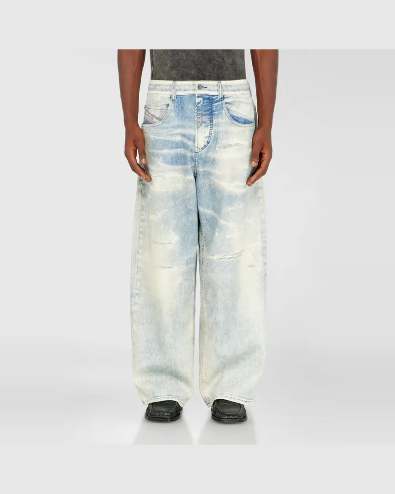 Diesel Relaxed Regular Waist 2097 D-Enim-M Joggjeans, Hellblau, Reißverschluss Blau