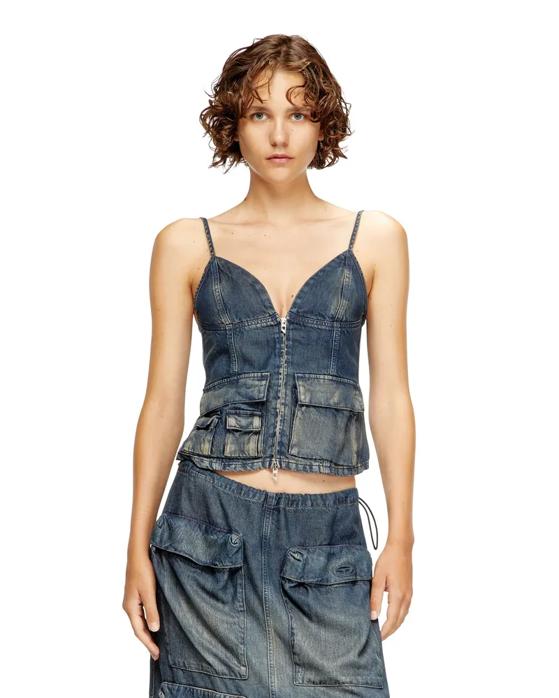 Diesel Oberteil aus fließendem Farbverlauf-Denim - Oberteile - Damen - Blau Blau