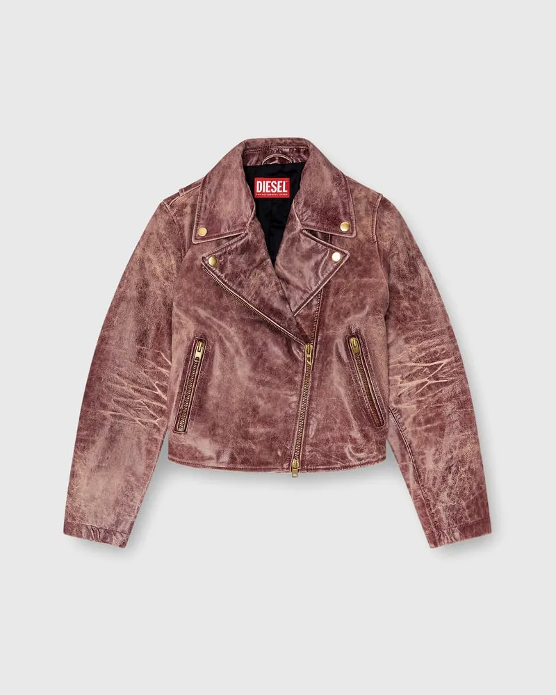 Diesel Biker-Jacke aus behandeltem Leder - Lederjacken - Damen - Rot Rot