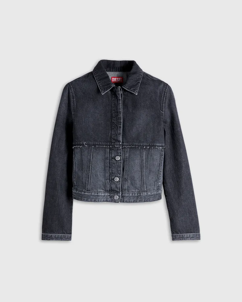 Diesel Jacke aus segmentiertem Denim - Denim jacken - Damen - Schwarz Schwarz