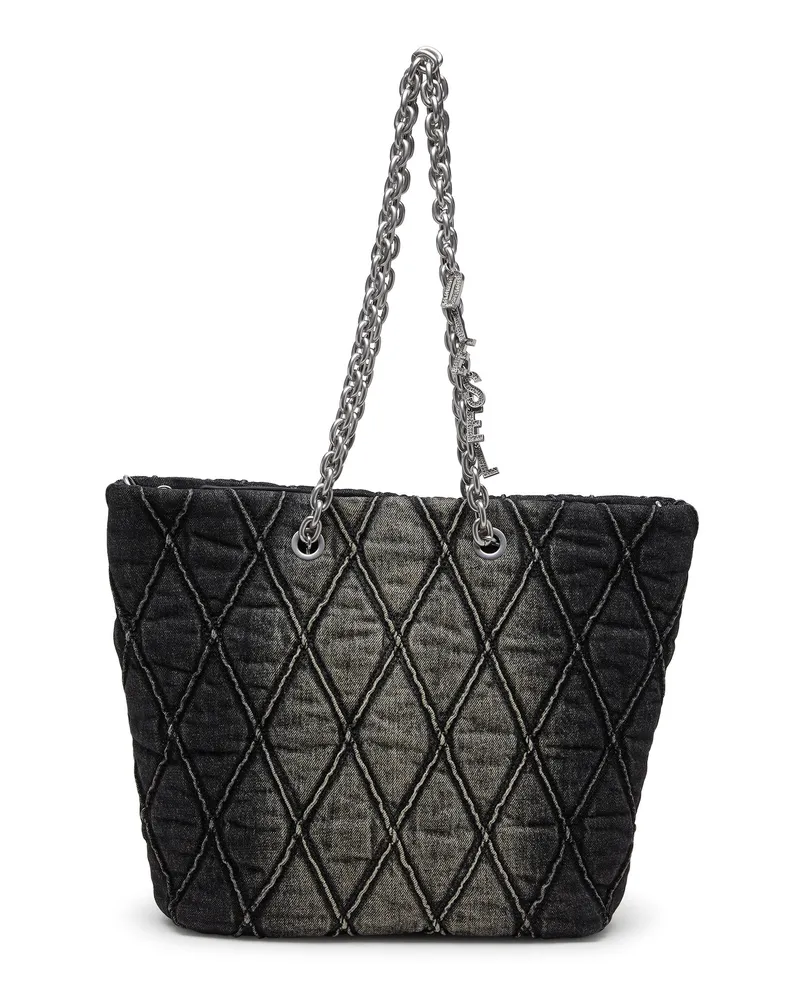 Diesel Charm-D-Tote Tasche aus gestepptem Denim - Shoppers - Damen - Schwarz Schwarz