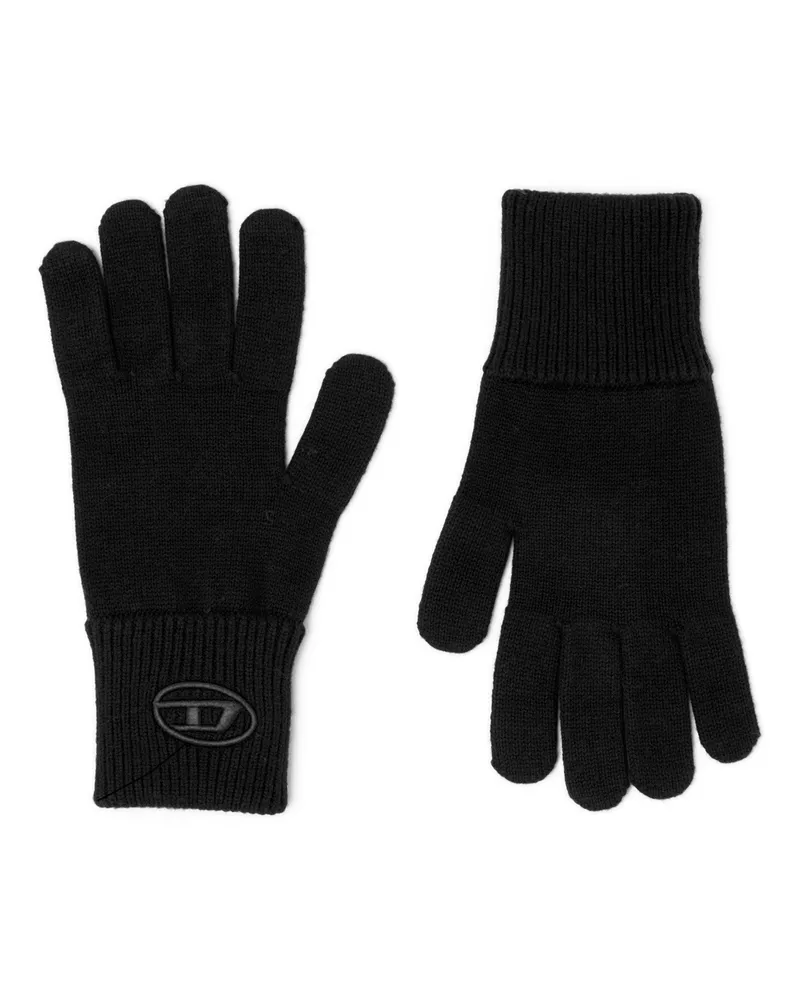 Diesel Wollmischung Handschuhe mit eingesticktem Logo - Handschuhe - Unisex - Schwarz Schwarz