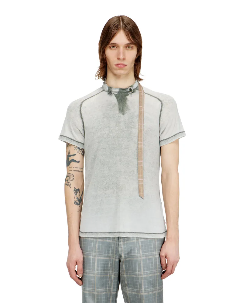 Diesel Rippjersey-Top mit Biker-Halsriemen - T-Shirts - Herren - Grau Grau