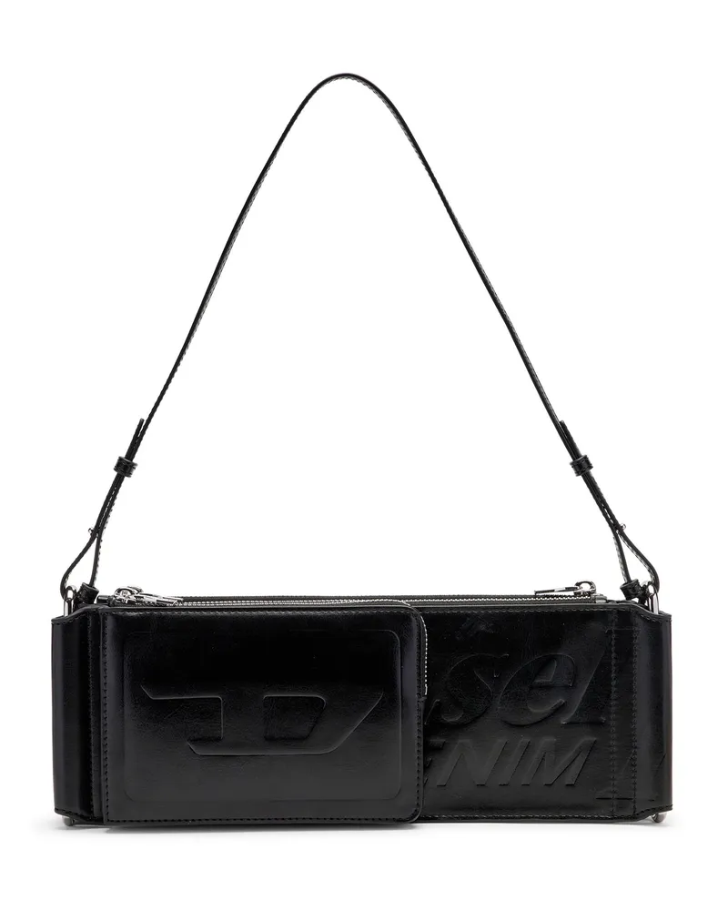Diesel Flag-D-Modular Schultertasche mit geprägtem Logo - Schultertaschen - Unisex - Schwarz Schwarz