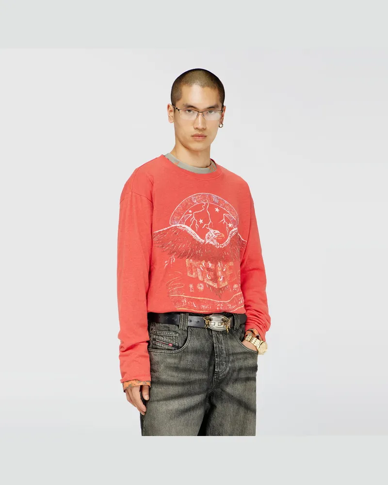 Diesel Langarmshirt mit Konzertgrafik - T-Shirts - Herren - Rot Rot