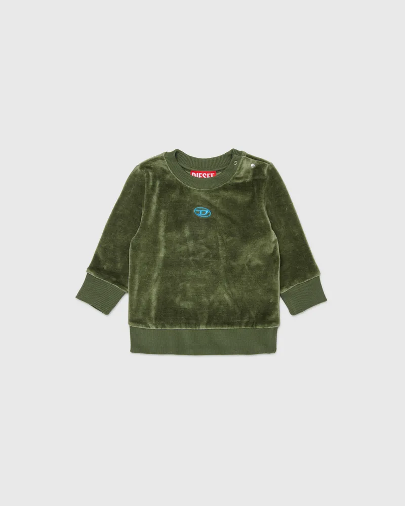 Diesel Sweatshirt aus Samt mit Oval D Stickerei - Sweatshirts - Herren - Grün Grün