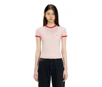 Schmales T-Shirt mit Schweinedruck - T-Shirts - Damen - Rosa