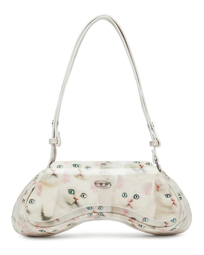 Diesel Play-Schultertasche mit glänzendem PU-Print - Schultertaschen - Damen - Weiss Weiss