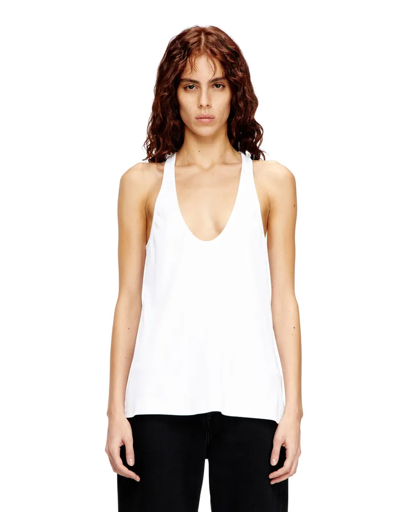 Diesel Geripptes Tanktop mit Oval D - T-Shirts - Damen - Weiss Weiss