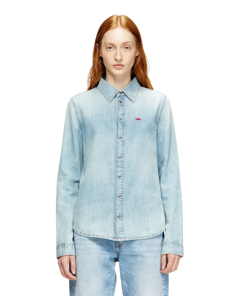 Diesel Jeanshemd mit gesticktem Logo - Denimhemden - Damen - Blau Blau