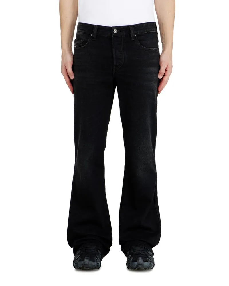 Diesel Bootcut Jeans Regular Waist 1998 D-Buck, Schwarz/Dunkelgrau, Knopfverschluss Schwarz