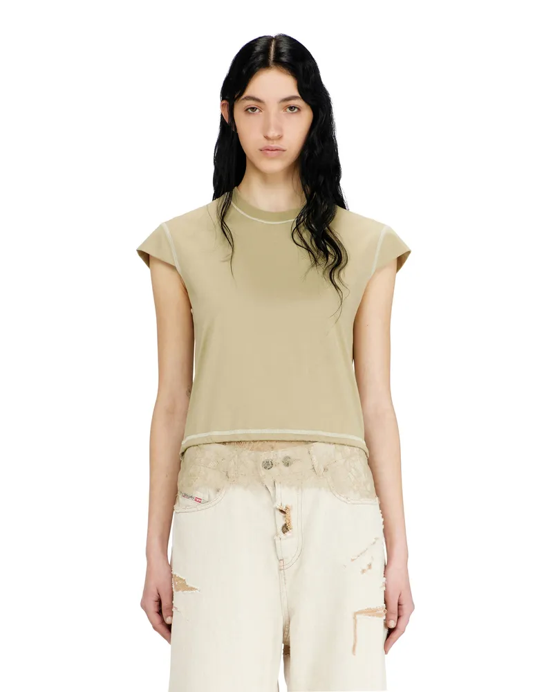 Diesel Jersey-Top mit Spitzenbesatz am Saum - Oberteile - Damen - Beige Beige
