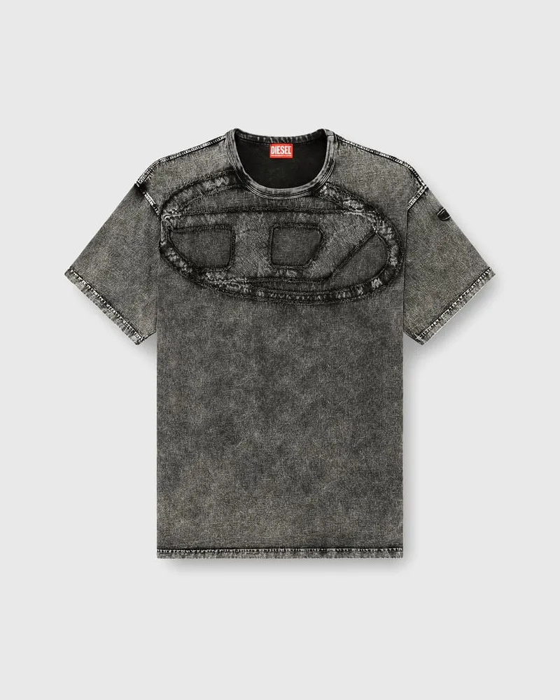 Diesel Lockeres Baumwoll-T-Shirt mit Oval-D-Applikation - T-Shirts - Herren - Schwarz Schwarz