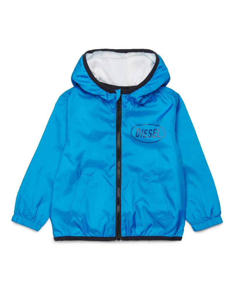 Diesel Leichte Jacke mit Kapuze und Logodruck - Jacken - Unisex - Blau Blau