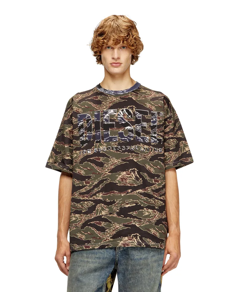Diesel Camo-T-Shirt mit Camo-Logo - T-Shirts - Herren - Grün Grün
