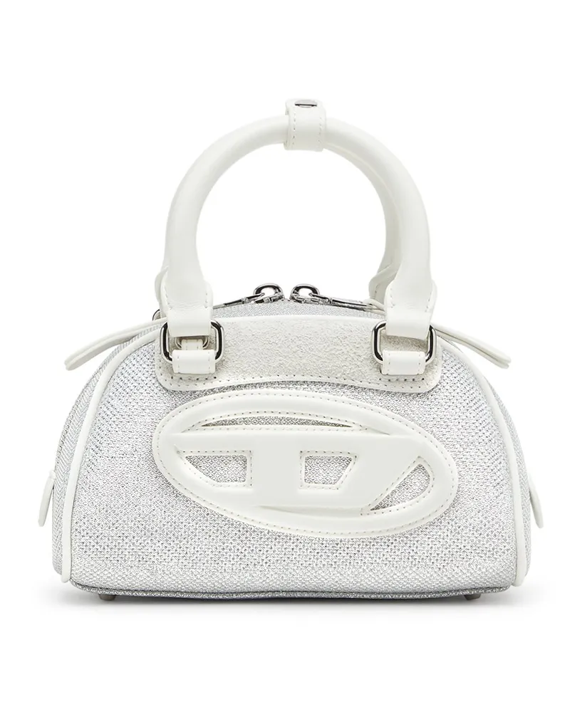 Diesel 1DR Dome-Mini-Bowling-Tasche aus Lurexstoff - Schultertaschen - Damen - Weiss Weiss