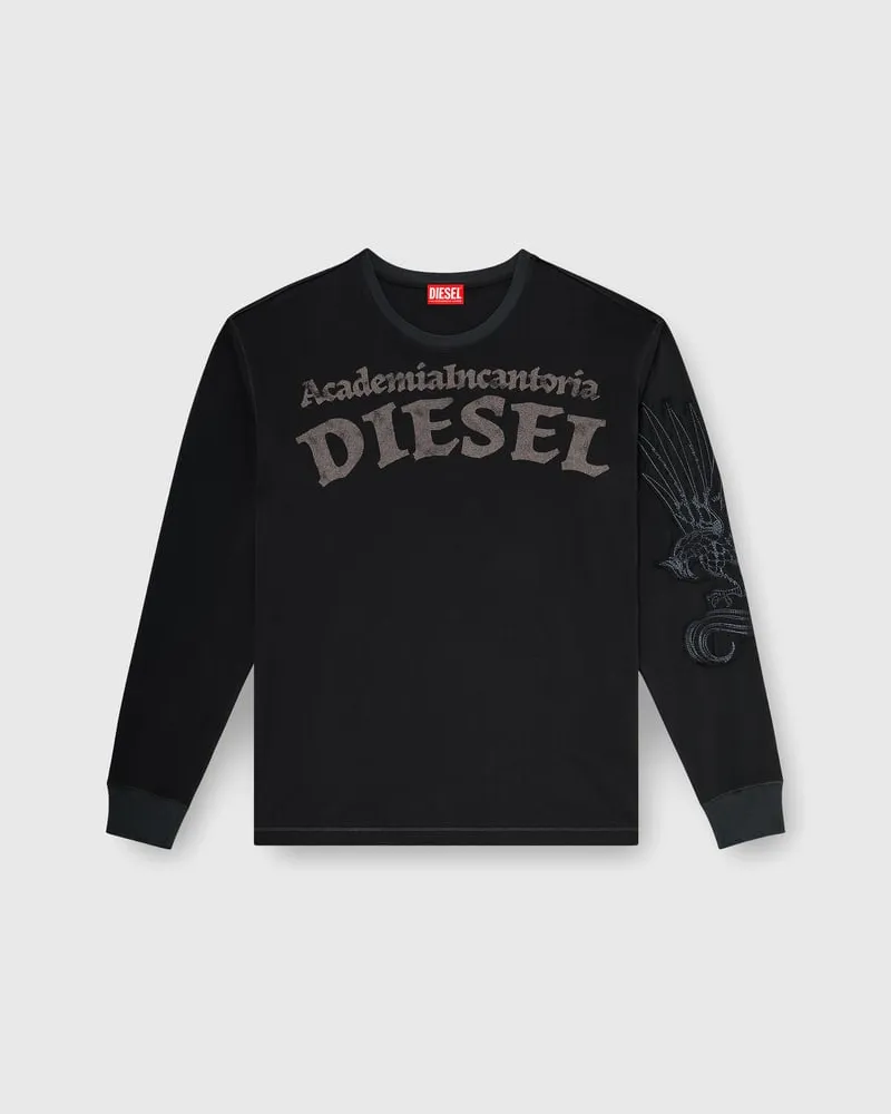 Diesel Langarm-T-Shirt mit Prints und Patches - T-Shirts - Herren - Schwarz Schwarz