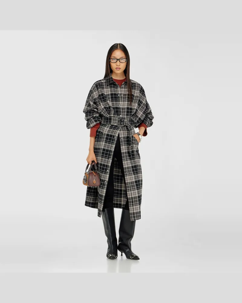 Diesel Midikleid aus kariertem Flanell mit breitem Gürtel - Kleider - Damen - Bunt Bunt