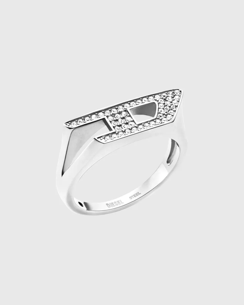 Diesel Siegelring aus Edelstahl mit Glitzereffekt - Ringe - Unisex - Silber Silber