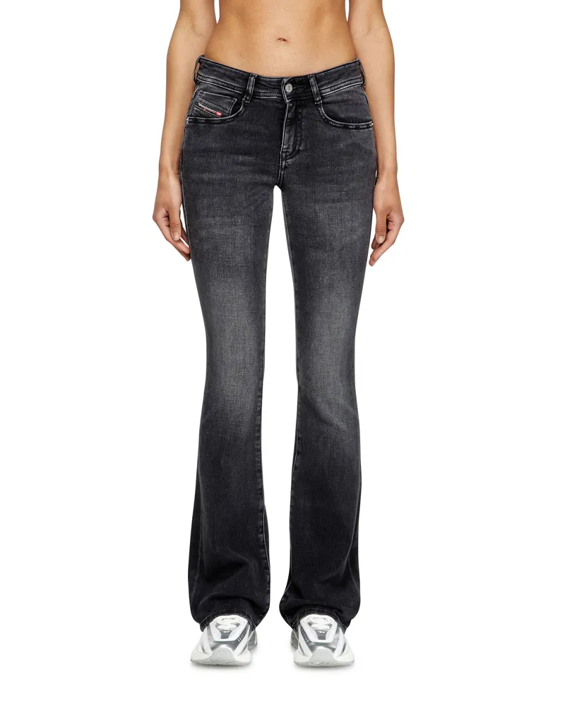 Diesel Bootcut Jeans Low Waist 1969 D-Ebbey, Schwarz/Dunkelgrau, Reißverschluss Schwarz