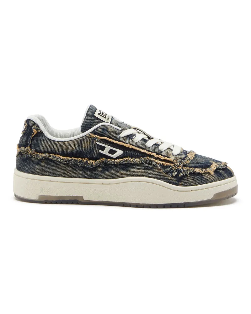 Diesel S-Tracker-D-Ausgefranste Sneakers aus Denim mit transparenter Sohle - Sneakers - Herren - Blau Blau