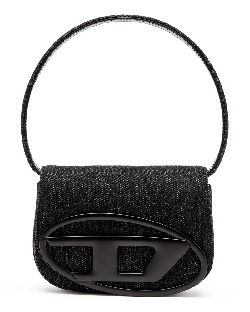 Diesel 1DR-Ikonische Schultertasche aus gewaschenem Denim - Schultertaschen - Damen - Schwarz Schwarz