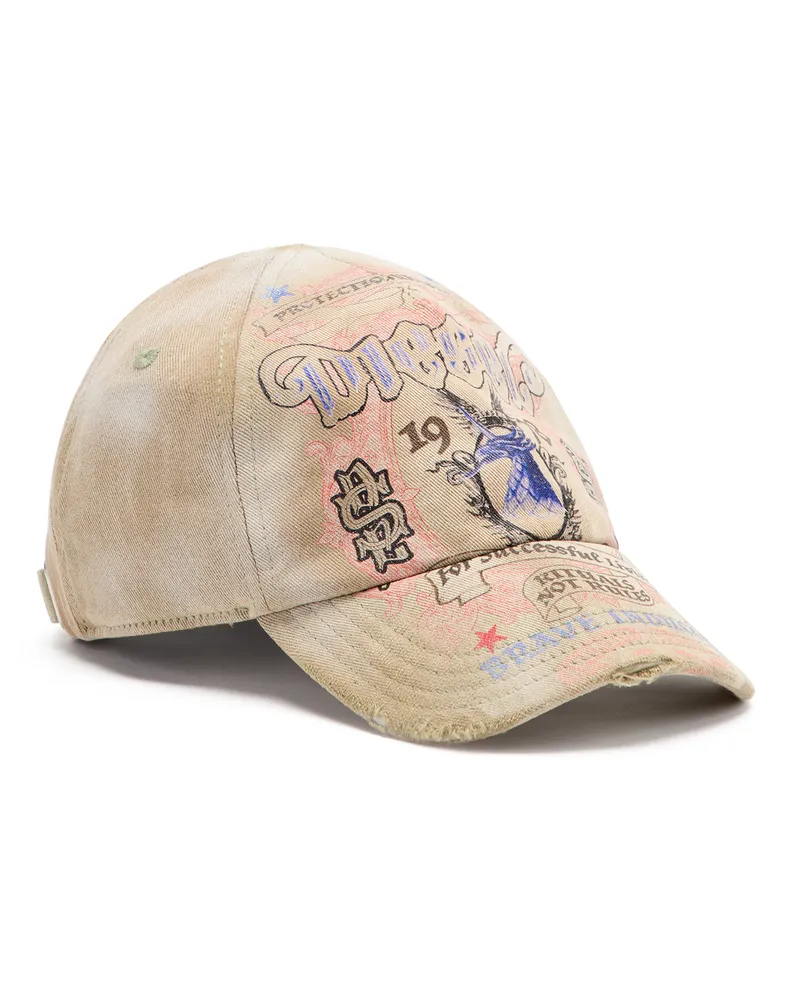 Diesel Verwaschene Baseballkappe mit Logoprint - Hüte - Herren - Beige Beige
