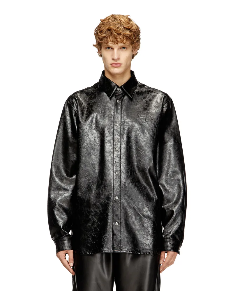Diesel Textured shirt with branded buttons - Hemden - Herren - Schwarz Schwarz