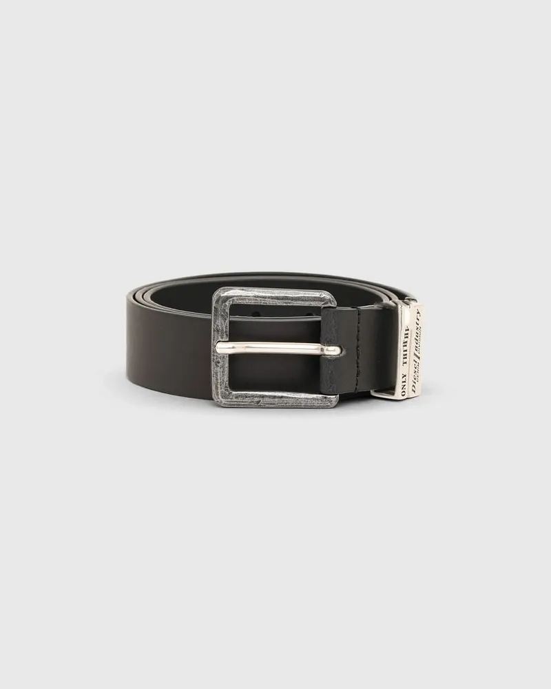 Diesel 3.4cm Ledergürtel mit brünierten Metallelementen - Gürtel - Herren - Schwarz Schwarz