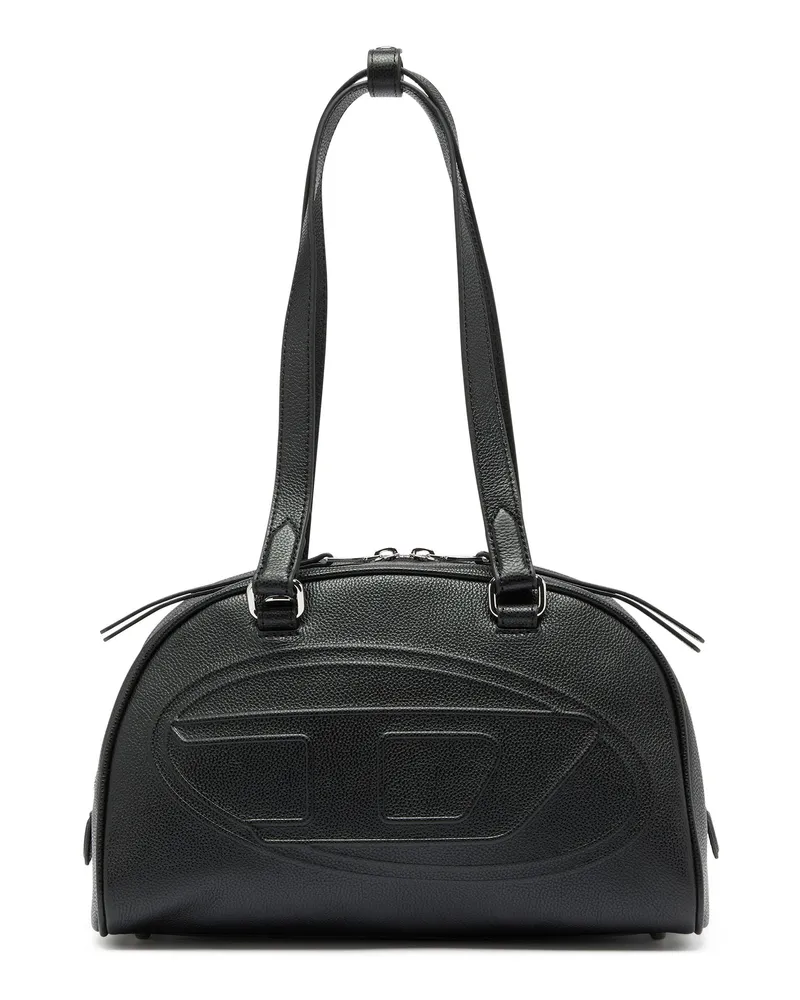 Diesel 1DR Dome - Boston Bag aus Leder mit geprägtem Logo - Handtaschen - Unisex - Schwarz Schwarz