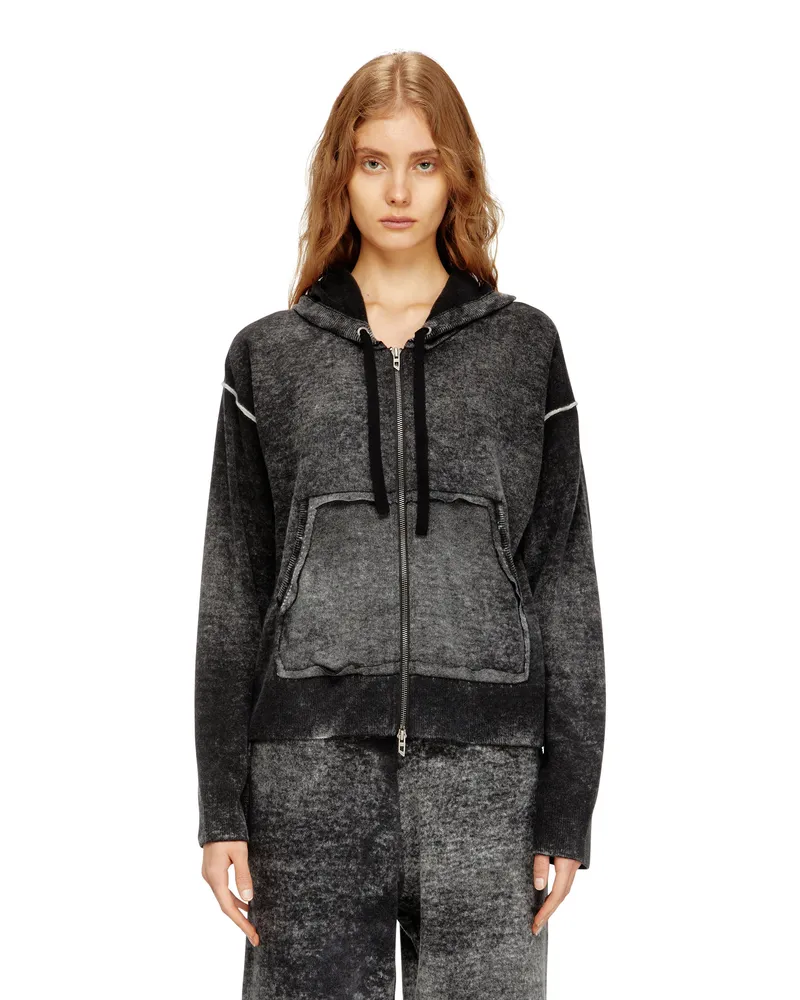 Diesel Rückwärts bedruckte Kapuzenstrickjacke aus Wolle - Strickwaren - Damen - Bunt Bunt