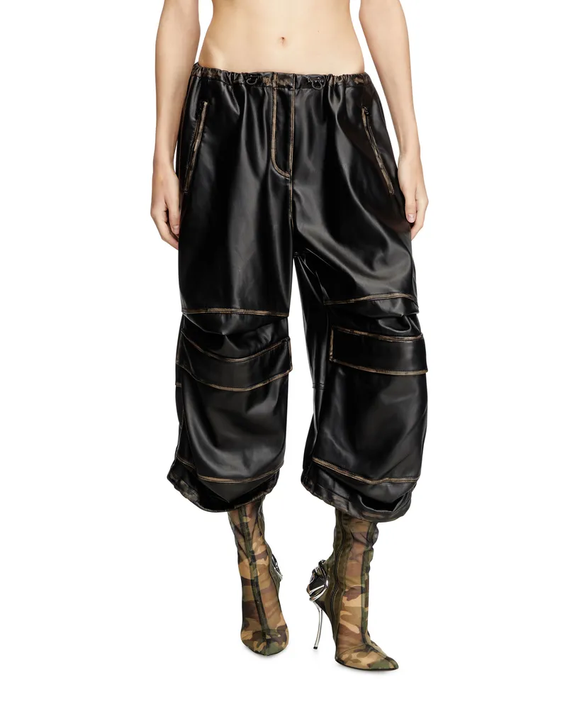 Diesel Cargo-Bermudahose aus Kunstleder - Kurze Hosen - Damen - Schwarz Schwarz