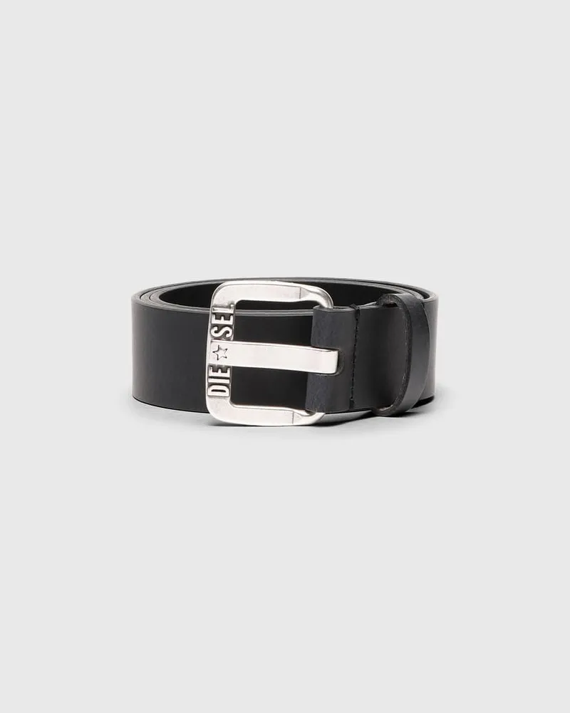 Diesel 3.9cm Gürtel aus Leder mit Sternen-Logo-Schließe aus Metall - Gürtel - Herren - Schwarz Schwarz