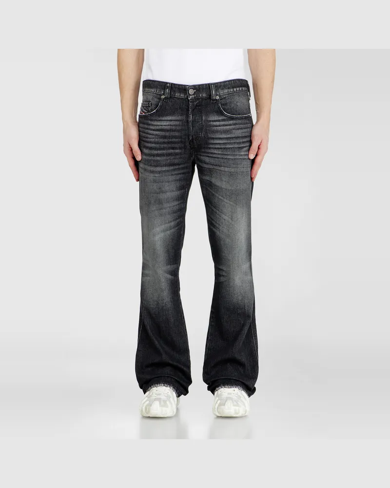 Diesel Bootcut Jeans Regular Waist 1998 D-Buck, Schwarz/Dunkelgrau, Knopfverschluss Schwarz