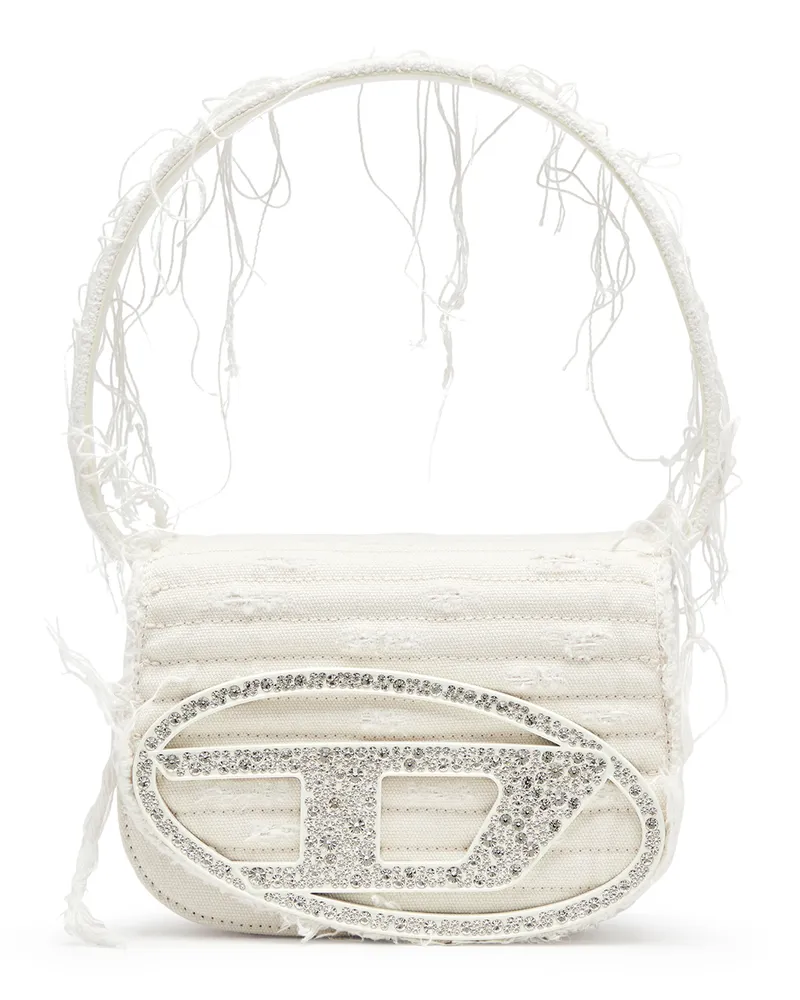 Diesel 1DR-Ikonische Schultertasche aus Canvas und Leder - Schultertaschen - Damen - Weiss Weiss