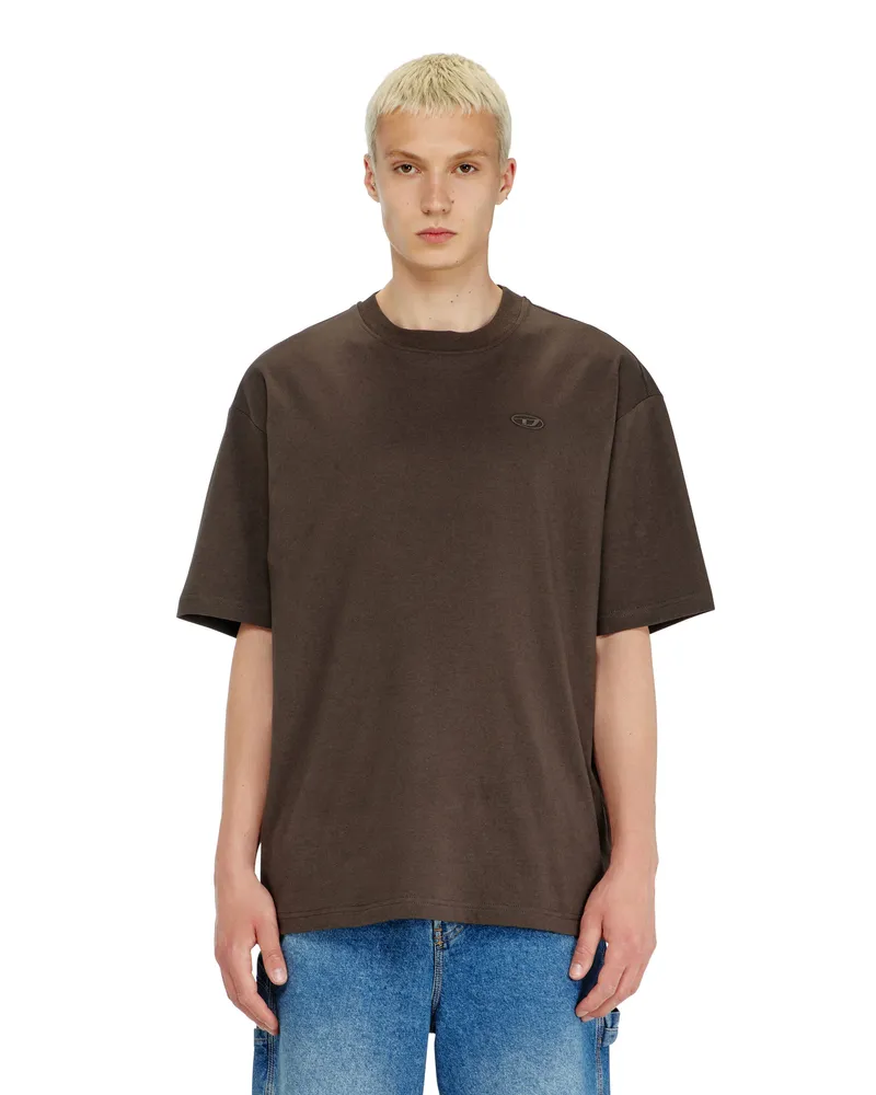Diesel T-Shirt mit großer Oval D-Stickerei - T-Shirts - Herren - Braun Braun