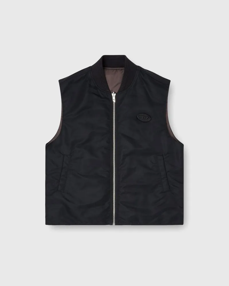 Diesel Gepolsterte Satinweste mit Oval-D-Stickerei - Winterjacken - Herren - Schwarz Schwarz