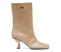 D-Amber-Stiefeletten mit quadratischer Spitze und Naplak-Effekt - Stiefel - Damen - Beige