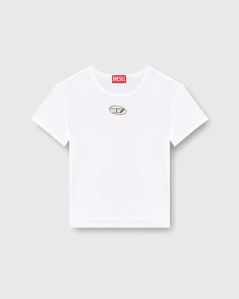 Diesel T-Shirt in schmalem Fit mit Cut-out-Oval D - T-Shirts - Damen - Weiss Weiss