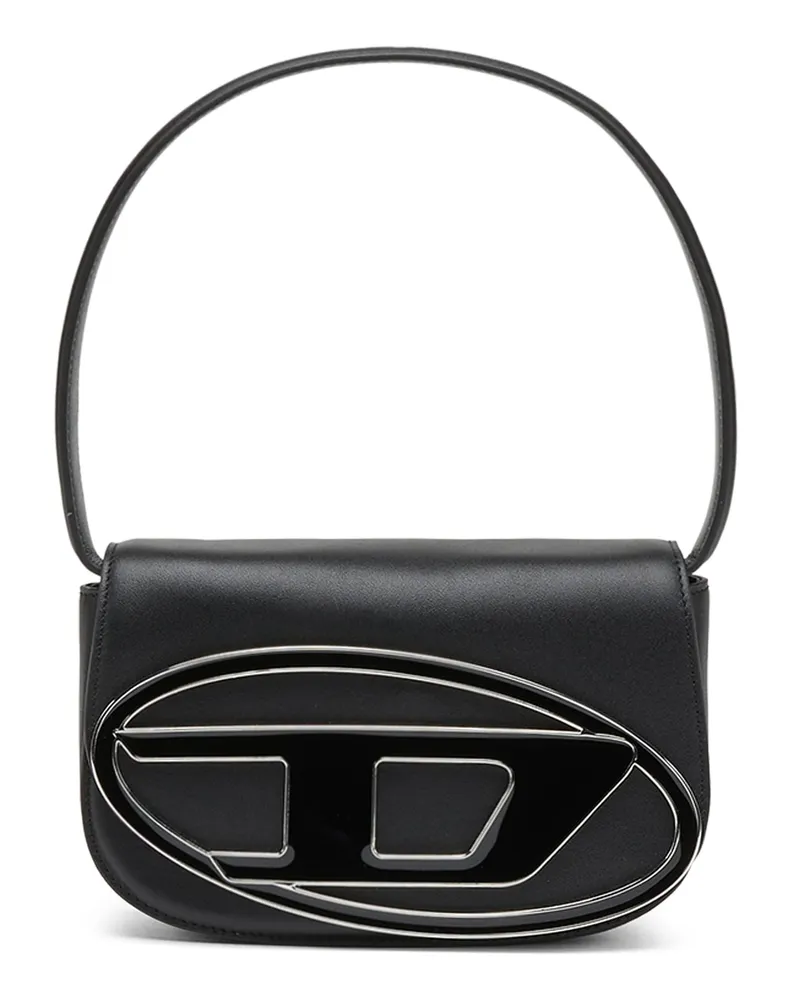 Diesel 1DR-Ikonische Schultertasche aus Nappa-Leder - Schultertaschen - Damen - Schwarz Schwarz