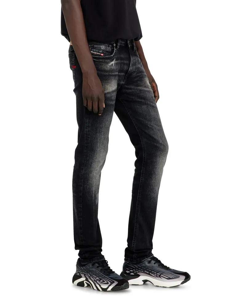Diesel Skinny Jeans Low Waist 1979 Sleenker, Schwarz/Dunkelgrau, Reißverschluss Schwarz