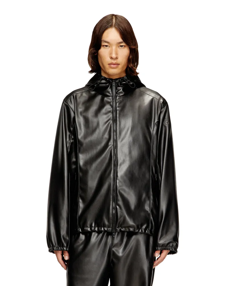 Diesel Windjacke mit Kapuze aus beschichtetem Stoff - Lederjacken - Herren - Schwarz Schwarz