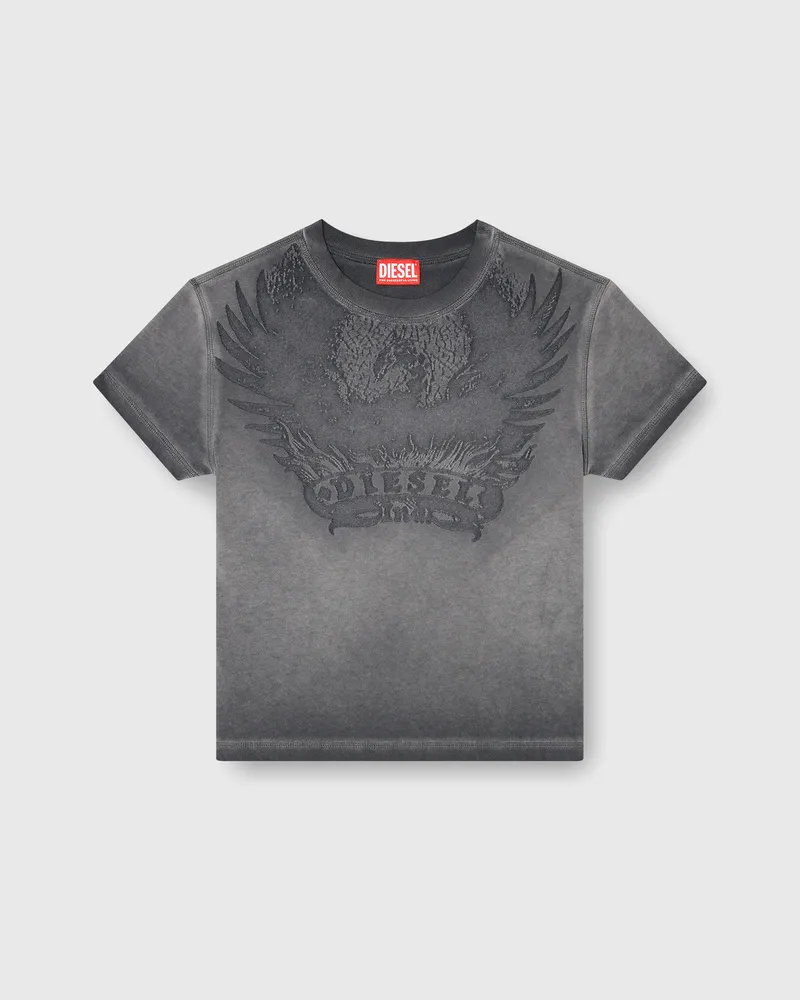 Diesel Slim T-shirt mit dévoré Phoenix - T-Shirts - Damen - Grau Grau