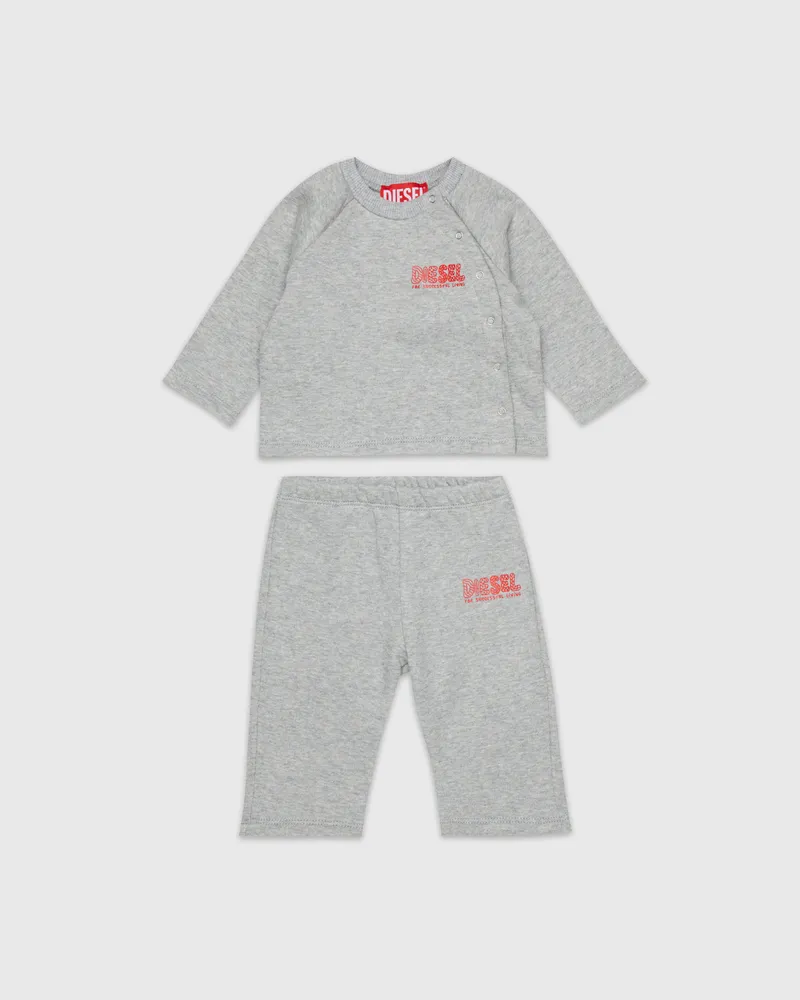 Diesel Neugeborenen-Set mit Logo-Print - Latzhosen - Unisex - Grau Grau