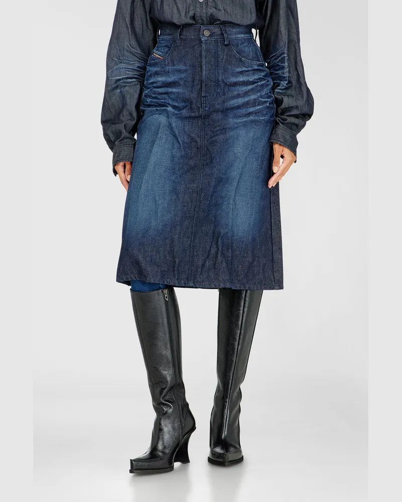 Diesel Midirock aus geknittertem denim - Röcke - Damen - Blau Blau