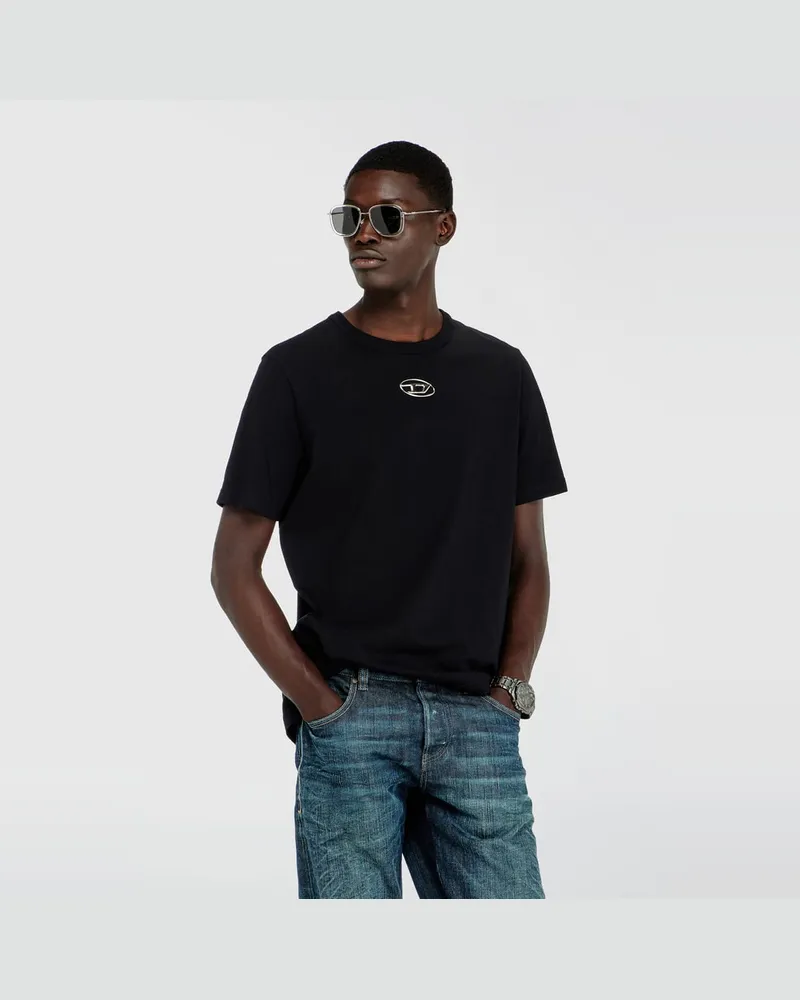 Diesel T-Shirt mit metallischem Oval D - T-Shirts - Herren - Schwarz Schwarz