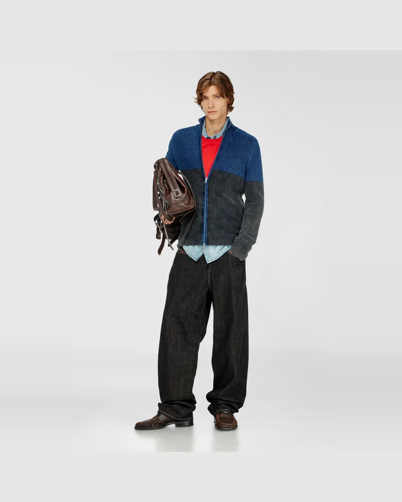 Diesel Strickjacke mit Zwei-Ton-Denim-Effekt und Reißverschluss - Strickwaren - Herren - Bunt Bunt