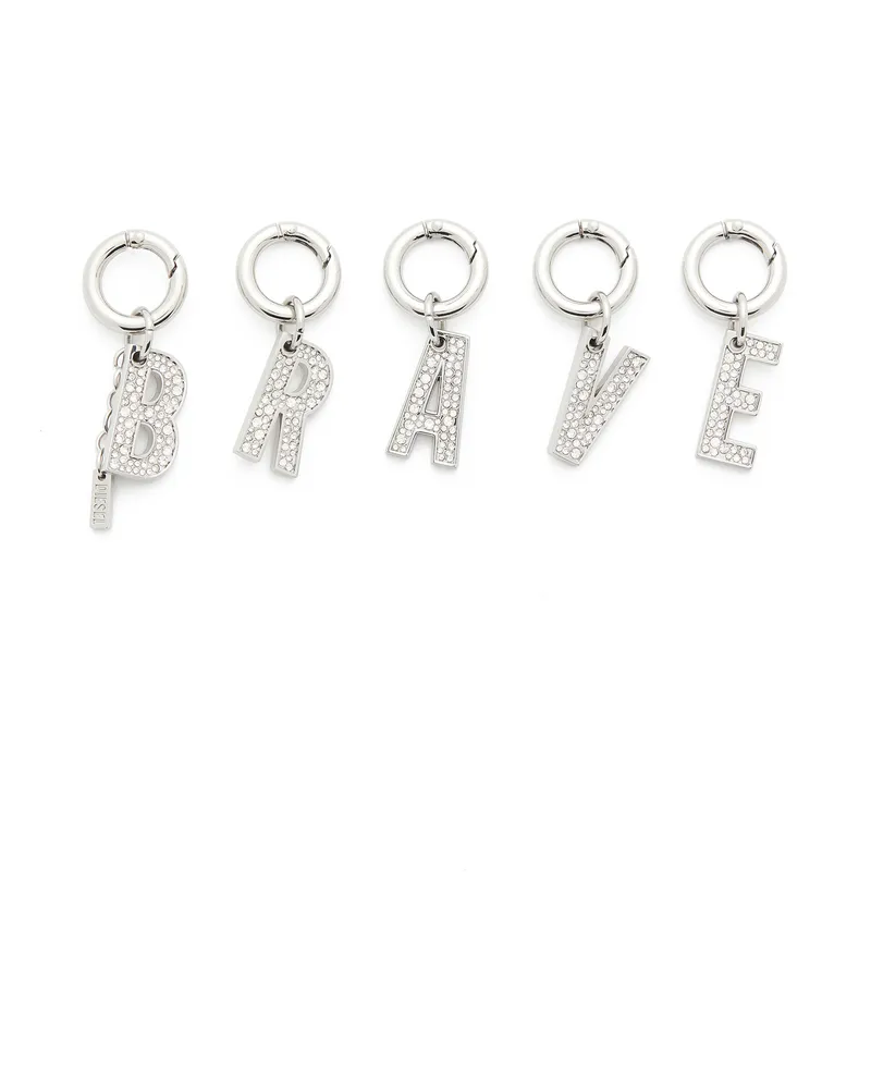 Diesel Metallische BRAVE Charms mit Strasssteinen - Charms und Schlüsselanhänger - Damen - Silber Silber